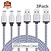 iPhone Charger Sundix Lightning to USB Cable 3Pack 10FT Nylon Braided Charging Cable Cord for iPhone X / 8 / 8 Plus / 7 / 7 Plus / 6 / 6s Plus / SE / 5s, iPad, iPod and More (White)