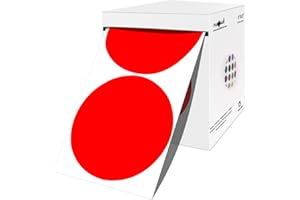 PARLAIM 3 Inch Round Color-Code Dot Stickers, 500 Color Coding Circle Labels per Roll Dispenser Box for Inventory, Red
