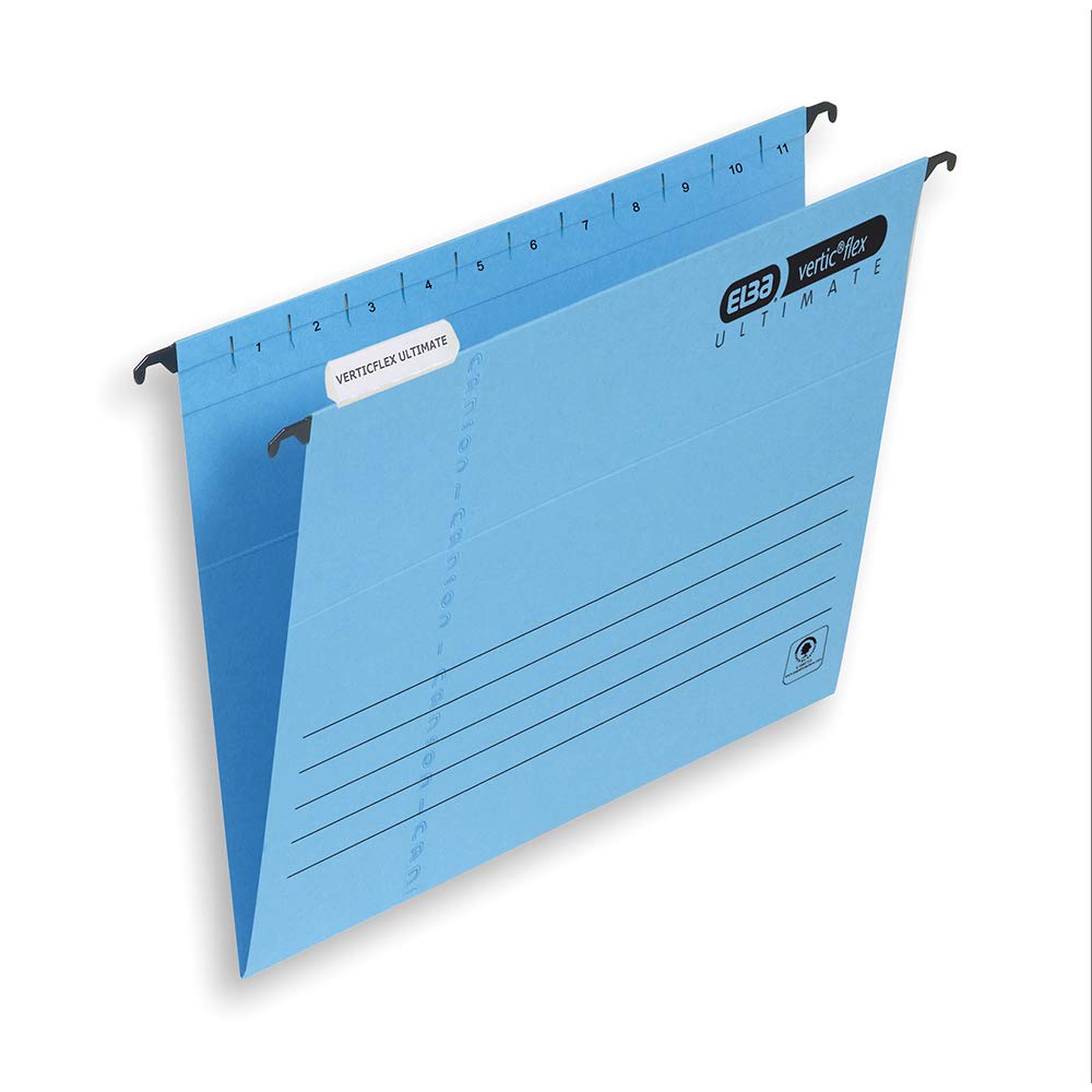 Elba Ultimate Foolscap Manilla Verticflex Suspension Files, V-Base, 240 gsm - Blue (Pack of 25)