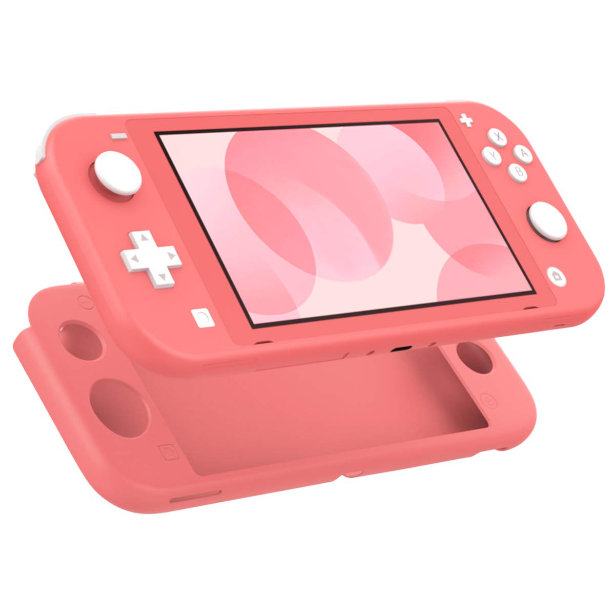 MoKo Case Compatible with Nintendo Switch Lite, Silicone Protective Rubber Cover, Shock-Absorption Anti-Scratch Non-Slip Case Compatible with Nintendo Switch Lite Console, Coral Pink