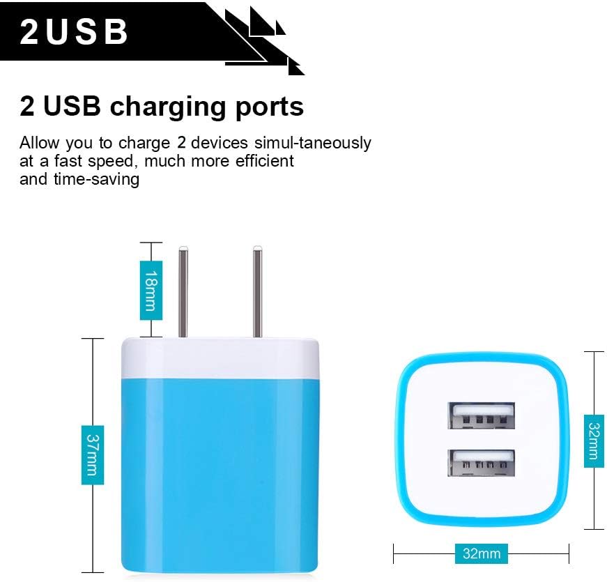 USB Wall Charger, Cube Charger 2 Port Charging Box 4Pack 2.1A/5V Home Travel Charger Plug USB Power Adapter Charging Station Base for iPhone 11 Pro Max XR XS X 8 7 6 6S Plus 5S 5, iPad, iPod, Samsung