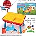 Sand and Water Table, Aquatic Arena Sandbox Activity Play Set - Play Sand and Water Creative Sensory Table with Lid & Accessories, Includes 12 Piece Beach Toy Play Set, With Bonus Water Gun & E-Book
