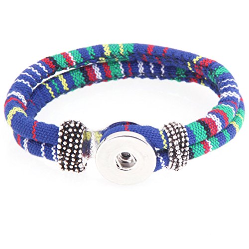 Pack of 10 Multicolors Artificial Leather 21cm Snap Bracelets for 5.5mm DIY Snaps 18mm-20mm Snap Button Charms