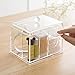 Cq acrylic Multifunctional Cotton Swabs Organizer and Cotton Balls Storage,Cleaning Pad Holder and Swab Storage canisters,5.5 x 4 x4.7inch,Pack of 1