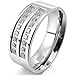 INBLUE Men's 8mm Stainless Steel Ring CZ Silver Tone Comfort Fit Band Wedding Engagement