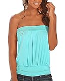 Belleshine Women's Sexy Summer Strapless Top Ruched Shirt Blouse Tank(LB,S)