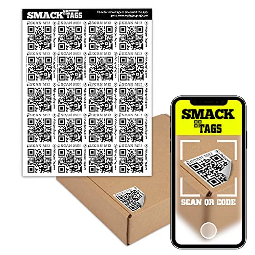 Photo 1 of Smack Tags QR Code Labels for Storage and Organization - No App Needed - 40 Unique Scannable QR Code Stickers - Easy to Use Smart Labels for Bins, Moving Boxes, Office Organization