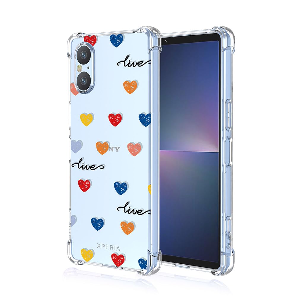 SEAHAI Case for Sony Xperia 5 V, Ultra Thin Soft Silicone Clear Back TPU Bumper Shockproof Cover Fashion Flowers Graphic Colorful Skin Slim Case - Love