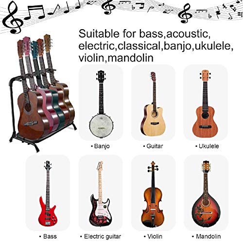 Multi Guitar Stand, Folding 5 Holder Guitar Display Rack Hangers