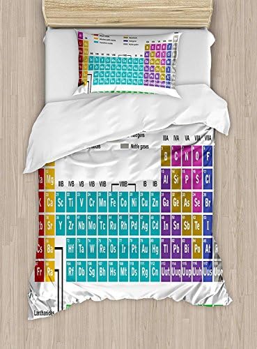 King Bedding Sets, Periodic Table Duvet Cover Set, Educational Artwork for Classroom Science Lab Chemistry Club Camp Kids Print, Cosy House Collection 4 Piece Bedding Sets