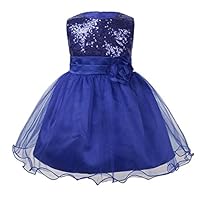 iiniim Baby Girls Sequins Formal Wedding Pageant Birthday Tutu Princess Party Flower Girl Dress Royal Blue 18-24 Months