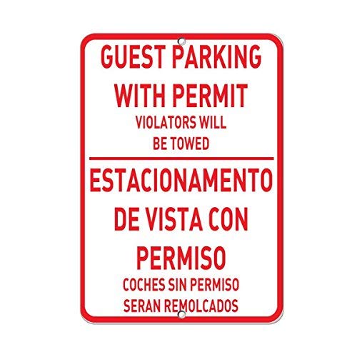 OSWALDO Guest Parking with Permit Violators Towed Style 2 Aluminum Metal Sign - 8x12 inch