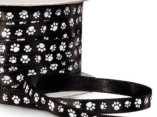 Single Faced Satin Paw Print Ribbon 1/4
