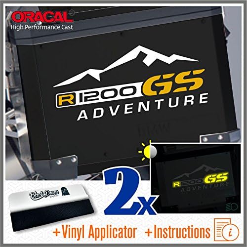 2pcs R1200GS compatible with BMW Motorrad R1200 ADVENTURE ADESIVI R 1200 GS for Touratech GIVI Trekker Outback Panniers (White/Yellow)