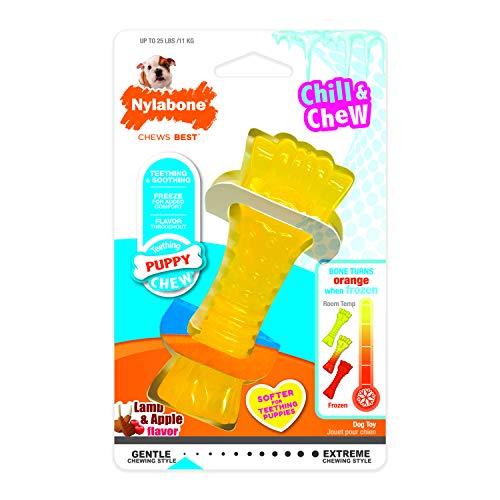 Nylabone Puppy Chew Freezer Dog Toy, Lamb & Apple Flavor, Wolf