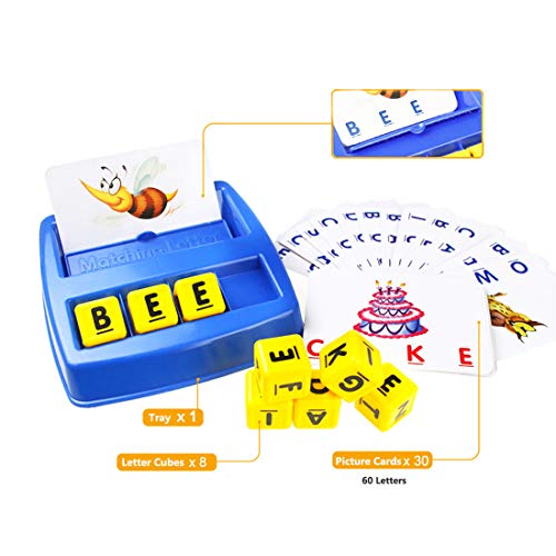 Matching Letter Game,Letter Spelling - Reading Memory Game for Preschool Kindergarten Three - Four Letter Picture Matching Game for Kids Educational Learning Toys for Boys Girls 3 Years and up