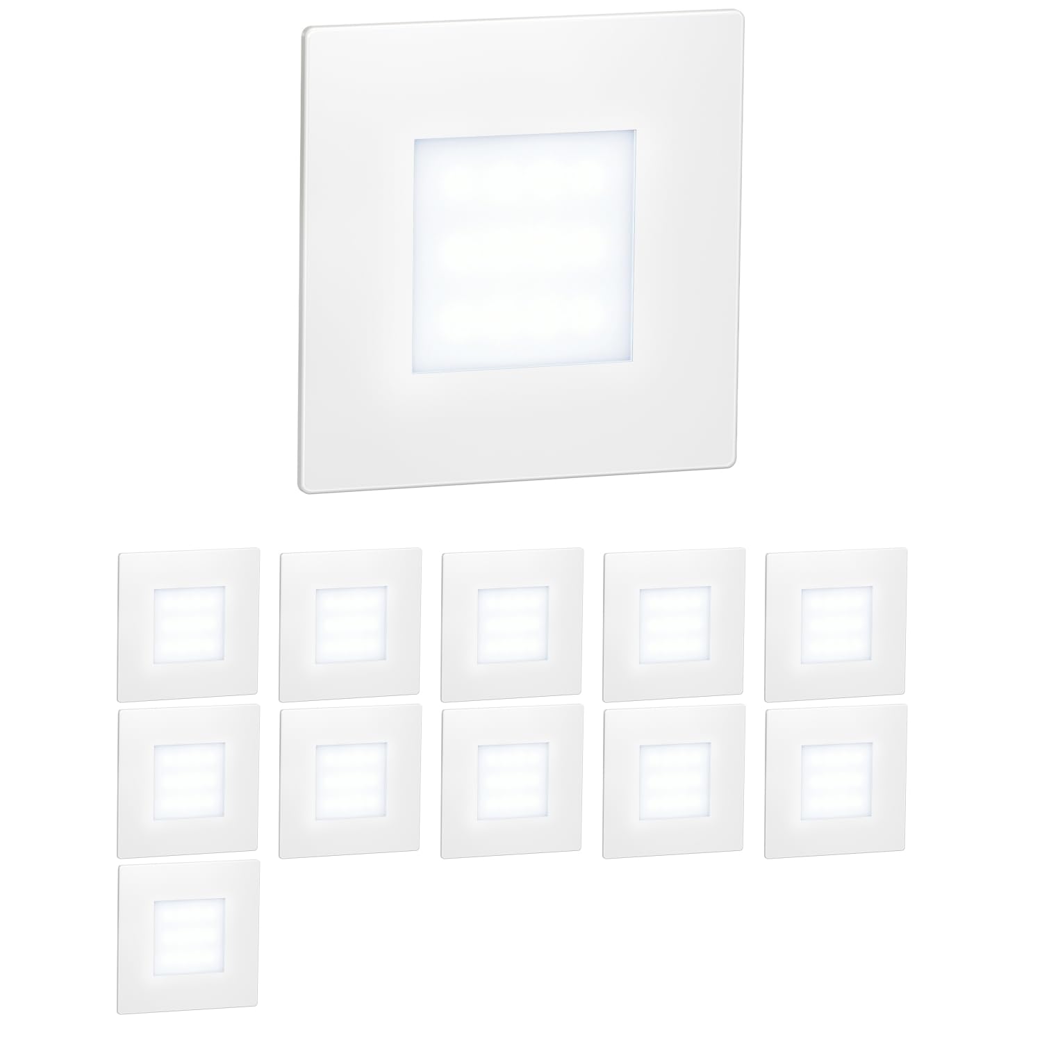ledscom.de 12 LED Staircase Light/recessed wall Light FEX for Indoors and Outdoors, Angular, 85 x 85mm, Cool White
