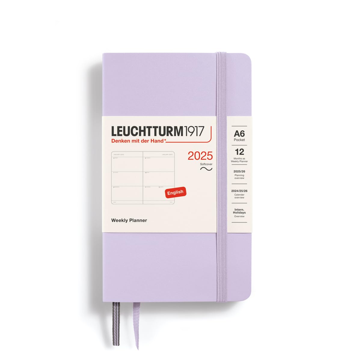LEUCHTTURM1917 370681 Weekly Planner Pocket (A6) 2025, Softcover, Lilac, English