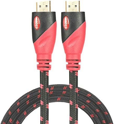 HDMI Cable 25 ft - High-Speed HDMI 2.0 (4K) Red &amp; Black Braided Cable 18 Gbps - Support Ethernet 4K 3D 2160p 1440p 1080p UHD and Full HD, For DVD, TV, Home Theater, Blu-ray Player (25 FT)
