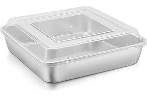 E-far 9-Inch Square Cake Pan with Lid