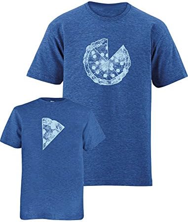 Pizza Shirts Dad and Son Matching Fathers Day Gift Set L&S Heather Blue