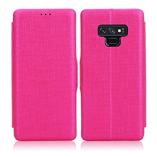 Note 9 Case, Wallet Case Flip Folio Cover Kickstand Card Holders Magnetic Bumper Slim Shockproof Anti-Scratch Protective PU Leather TPU Rubber Samsung Galaxy Note 9 Case 2018 for Men Hot Pink Feitenn
