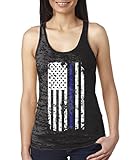 WOMENS Thin Blue Line American Flag Burnout Racerback Tank Top