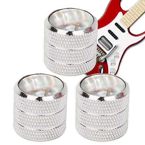 3 pcs Metal Guitar Volume And Tone Knobs Silver Guitar Volume Control Buttons Guitar Pedal Control Knobs Parts