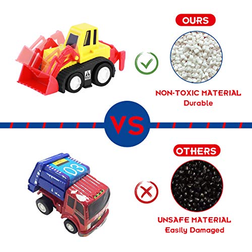 TOYMYTOY Pull Back Vehicles, 12-Pack Mini Construction Vehicles Race Car Toy Trucks for Kids Toddlers Boys Girls Pull Back and Go Car Toy Play Set