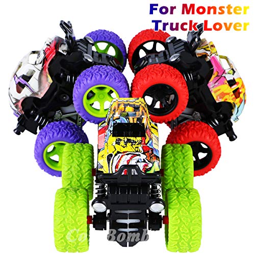 CozyBomB Friction Powered Monster Trucks Toys for Boys Push and Go