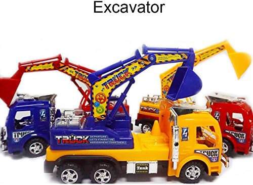 Ponny Plastic Excavator Toy Construction Vehicle with Car for Children Outdoor Playing 3 Colors Randomly