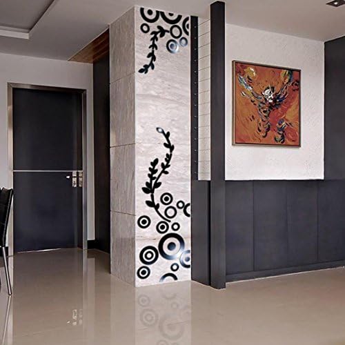 Sinohomie 2018 Acrylic Mirror Wall Stickers Circle Ring 3D Home Room Decor Decals Reflective (Black)