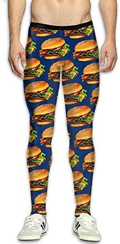 YBZST Men's Compression Pants Cheeseburger Baselayer Running Tights 3D Print Fitness Sports Leggings