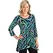 Collections Etc Collections Women's Abstract High Low Hemline 3/4 Sleeves Tunic, Medium - Made in the USA Multi