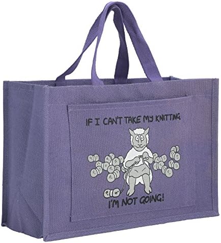 Sheep Design Jute Knitting Bag in Purple