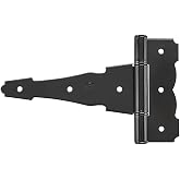 National Hardware Ornamental T-Hinge, 6 in, Hot-Rolled Steel, Black | Decorative Profile Dresses Up Sheds, Cabinets and Garden Gates; WeatherGuard Finish Resists Rust