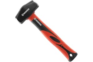 INTERTOOL 2lb Club Hammer - Mini Sledge Drilling Hammer - Small Sledgehammer with Heavy-Duty Steel & Shock-Resistant Non-Slip Fiberglass Handle for Construction and Demolition - HT08-0236