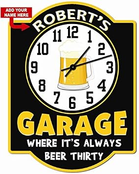 Redeye Laserworks Personalized Beer Thirty Garage Clock Sign