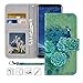 Galaxy S8 Wallet Case, Galaxy S8 Case,MagicSky Floral Premium PU Leather Flip Folio Case Cover with Wrist Strap, Card Holder, Cash Pocket,Kickstand for Samsung Galaxy S8 - Green Peacock
