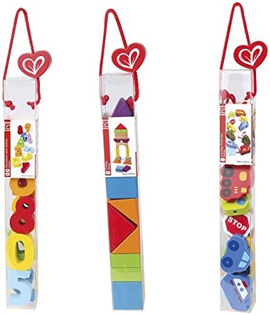 Hape Qubes Wooden Block Set - Vehicules - Numbers and Colors - City Planner