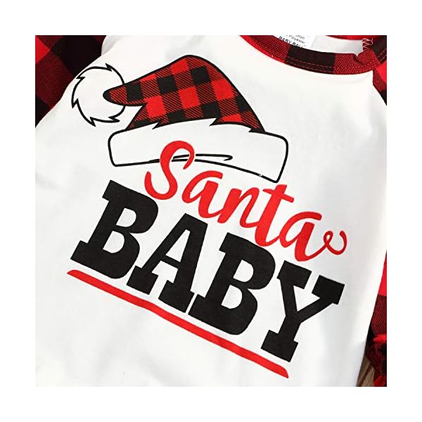 Toddler Kids Baby Girls Top Christmas Santa Print Plaid Ruffle Long Sleeve T-Shirt Outfits Clothes (4-5 T, Red Plaid) - Image 5
