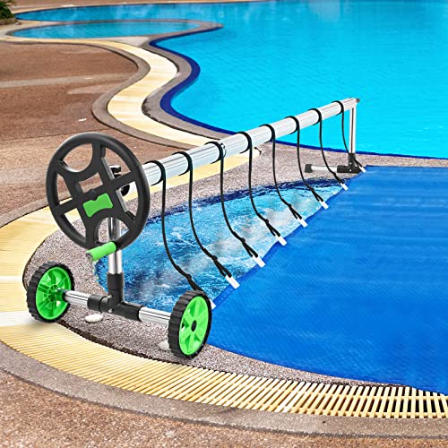 Pool Cover Reel Set 1822 Feet Adjustable Solar Cover Reel for Inground