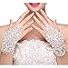 M Bridal Women's Crystals Lace Fingerless Gloves for Wedding Party Brides Accessory G01 (Ivory)