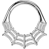 Pierced Owl 16GA ASTM F-136 Implant Grade Titanium Spiderweb Hinged Segment Clicker Ring