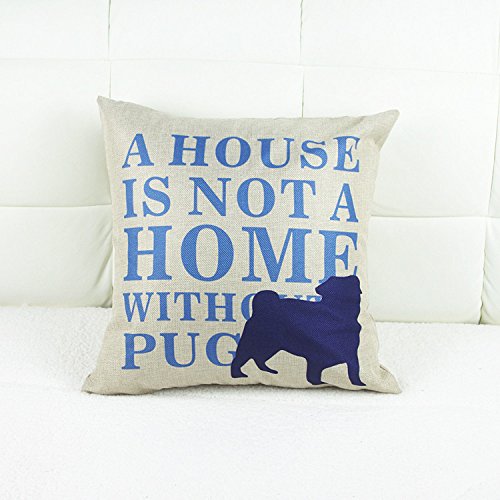 Luxbon-Machine-Washable-Cotton-Linen-Sofa-Couch-Chair-Throw-Pillowcase-Cushion-Cover-Decorative-Insert-Not-Included-Navy-Blue-Dog-A-House-Is-Not-A-Home-Without-A-Pug-Design-2