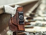 OutBags USA LS2709 (BROWN-RIGHT) Full Grain Heavy Leather IWB Conceal Carry Gun Holster for Taurus PT 709 Slim 9mm. Handcrafted in USA.