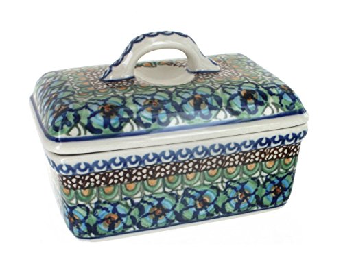 Blue Rose Polish Pottery Mardi Gras Butter Tub