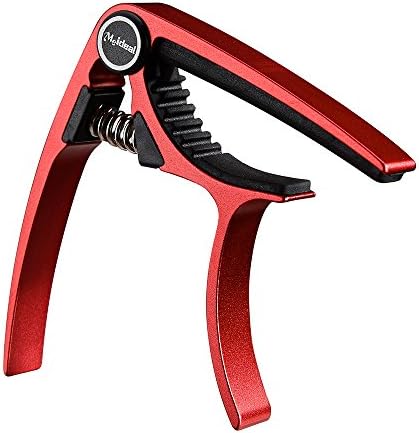 Guitar Capo Acoustic and Electric Guitars - x1 - Ultra Lightweight (1oz) - No Scratches, No Fret Buzz, Easy to Use - Also for Ukulele, Banjo, Mandolin - Single-Handed Professional Trigger Action, RED