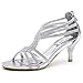 SheSole Women's Low Heel Dance Wedding Sandals Strappy Dress Shoes Silver Gold Heel