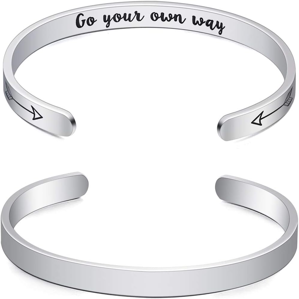 AmyChicStainless Steel Gifts Cuff Bangle for Women Daughter Teen Girls Inspirational Friendship